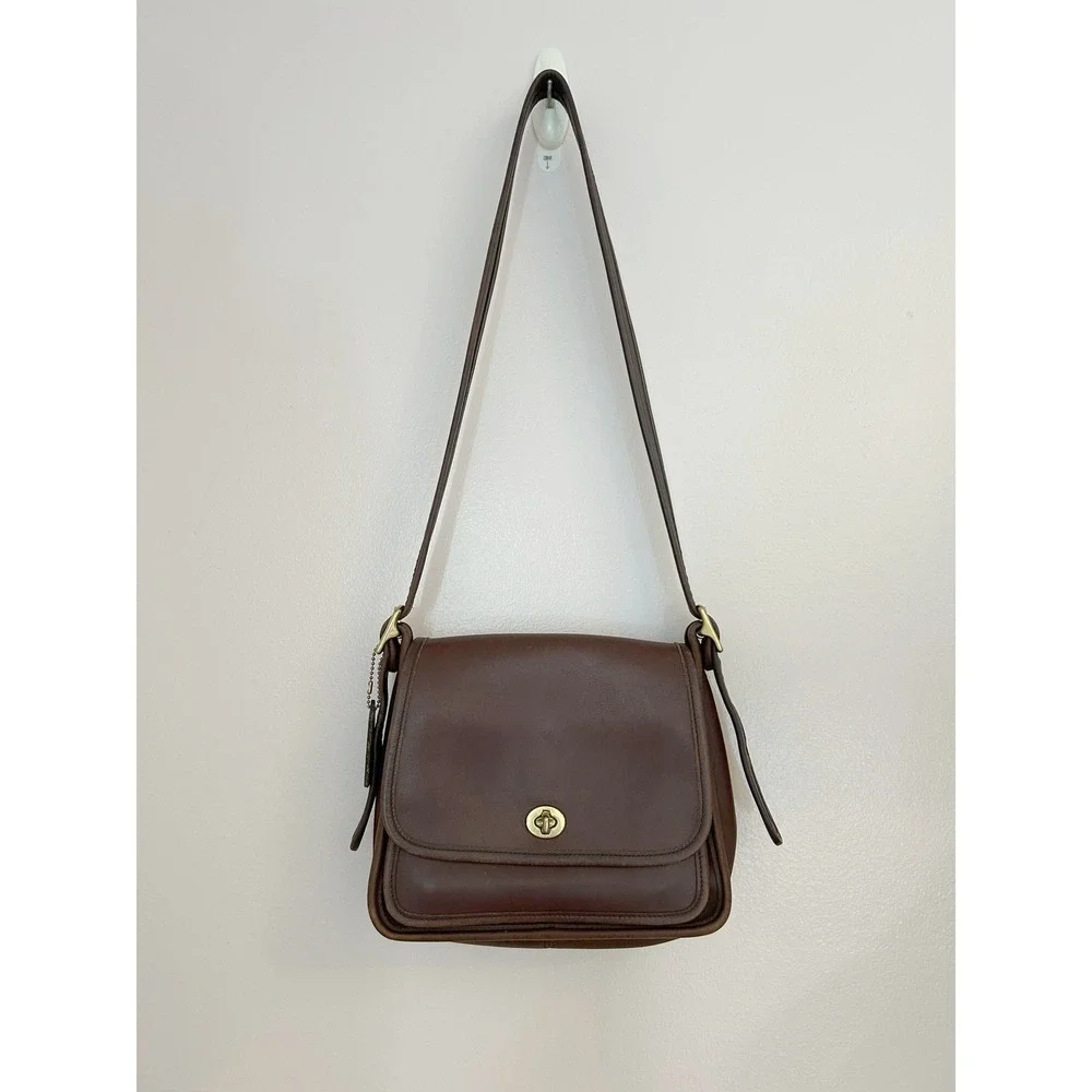 Coach Vintage Brown Leather Ramblers Legacy Crossbody Bag 9061 Brass Turnlock